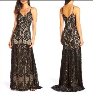 Lulus Elegant Black Lace Evening Gown